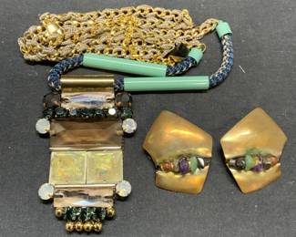 2 Nocturne Crystal Necklace, Gemstone Earrings
