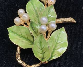 Hattie Carnegie Hand Crafted Leaf Brooch
