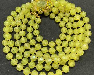 SELINI Multi Strand Green Crystal Necklace
