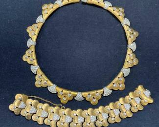 2 JOMAZ Gold & Slvr Tn Crystal Necklace & Bracelet
