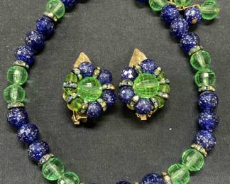 2 HOBE Green & Blue Crystal Flower Earrings, More
