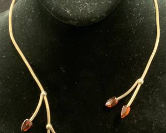 Sterling Silver & Amber Sculptural Branch Necklace
