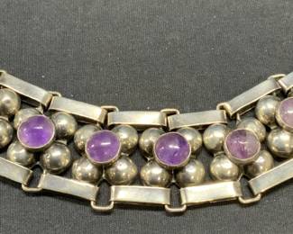 Sterling Silver & Amethyst Bracelet, Mexico
