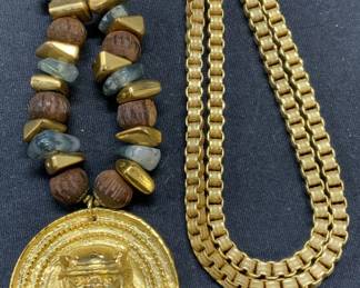 MIRIAM HASKELL Aztec Figural Pendant Necklace
