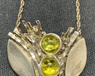 ABA Sterling Silver Green Gemstone Necklace
