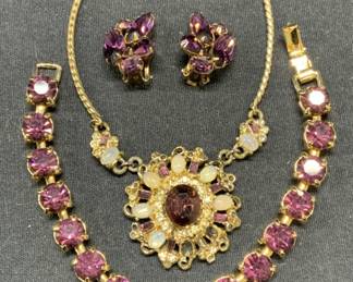 3 Purple Crystal Bracelets & Earrings
