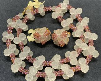 2 VENDOME Pink & Opaque White Jewelry Set
