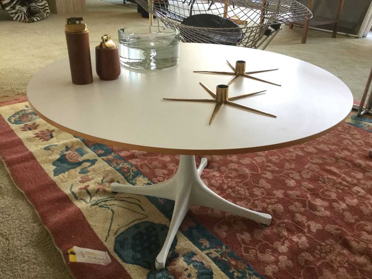 MCM Herman Miller  27" Round White Laminate Coffee Table