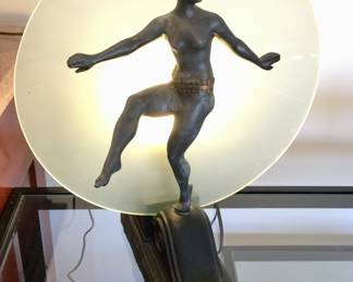 Art Deco Nude Lady and the Moon Table Lamp