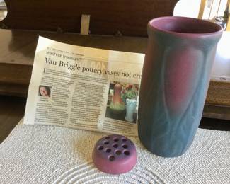 Van Briggle Pottery Vase w/frog insert