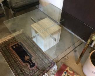 Marble Base Glass Top Cocktail Table