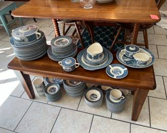 Royal, etc willow type blue and white dishes