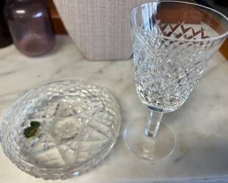 Waterford: Set of four white wines and two wine coasters.