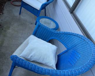 Sweet blue wicker patio set