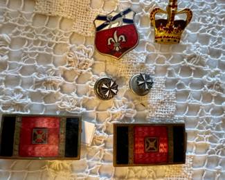 Old belt buckles and pins guilloche/ enamel, etc
