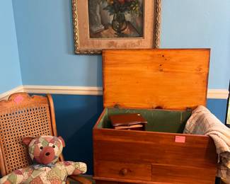 Bedroom furniture. Lots of pine and maple, original oil paintings