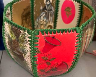 Vintage Christmas card crochet bowl