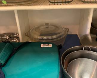 Mixing bowls, casserole carry, pots and pans