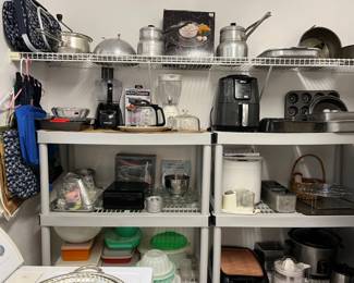 Small appliances, pots and pans, Tupperware 