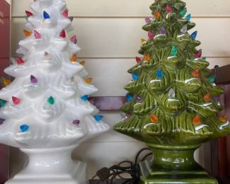 Vintage New Old Stock Porcelain light up table top trees