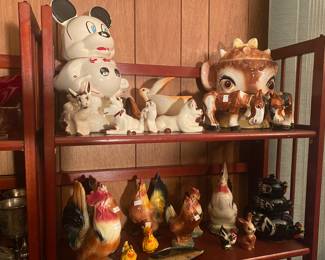 Vintage Beulah mooing cookie Jar, Vintage Mickey/Minnie Cookie jar