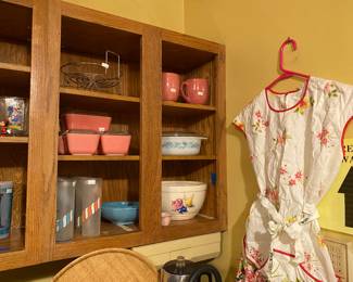 Vintage Pink Pyrex, Vintage Candy Twist Glasses