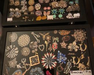 Vintage Costume earrings, Vintage costume brooches and pendants