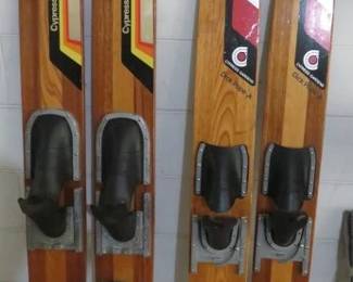 2 Pair Vintage Cypress Gardens Dick Pope Jr. Wooden Water Skies