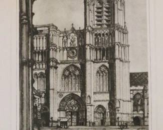 Cathedral of St. Etienne. Etching by Samuel Chamberlain, Reproduced in Talio-Crome 
