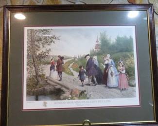 Jeannie Brownscombe, "Sunday Morning In Sleepy Hollow",  After Etching  By Jas. S. King