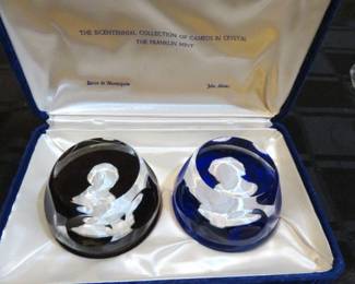 Baccarat Crystal Franklin Mint Great Leaders Cameo Paperweights 