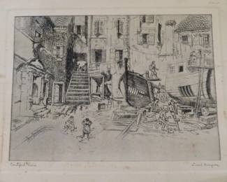 Courtyard, Venice  Original Etching by Lionel Barrymore