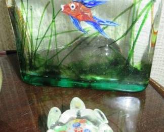 Murano Italian  Art Glass Fish Aquarium Paperweight