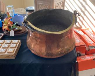 Brass container with handle