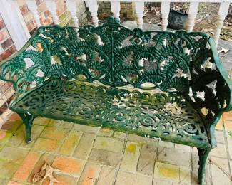 Antique cast iron fern and blackberry bench 