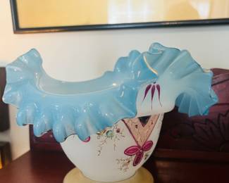 Antique blue opaline glass