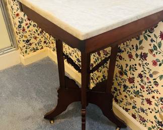 Antique Eastlake marble top accent table 