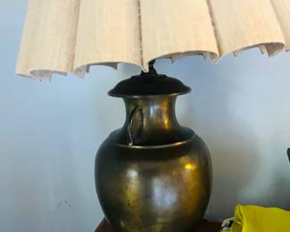 Pair of double handle brass lamps