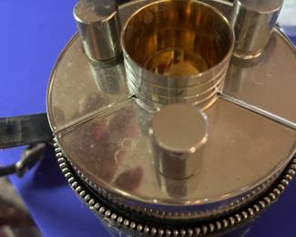 Vintage German Traveling triple flask set with shot glasses