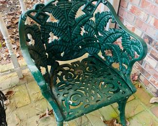Antique cast iron fern and blackberry chair
