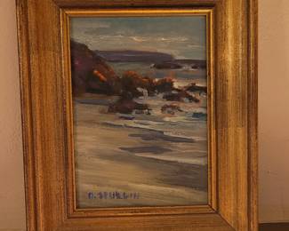 Small original oil seascape by  D. Spurlin