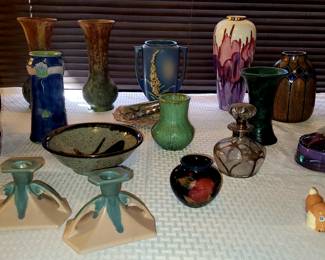 Assorted Rseville, Rookwood, Fulper, and other vintage pottery
