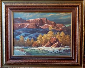 New Mexico in Winter, by Joseph Hobrook, 1946-2015. Listed artist