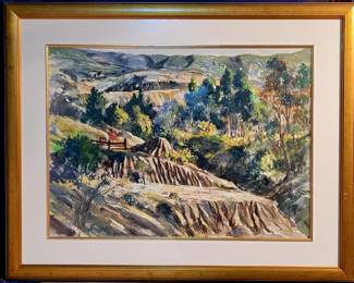 Original watercolor of Laguna Canyon by Alexander Ignatiev, 1913-1995. Listed artist