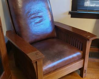 Leather arts and crafts Stickley armchair