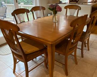 Classic farmhouse table and chairs, table is 63"long by 44' wide