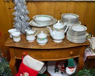 Large complete Christmas flatware dish set. 