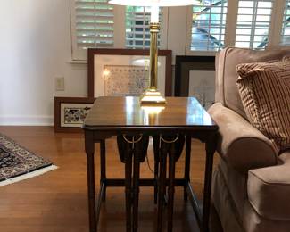Nesting Tables w/Brass Lamp