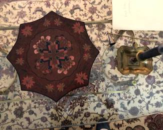 Beautiful Vintage Box w/Inlay & Brass Candlestick