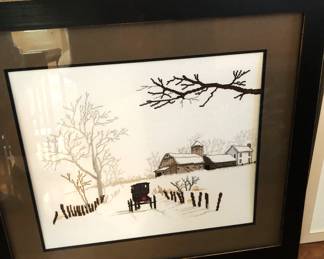 Needlecrafted Amish Winter Scene